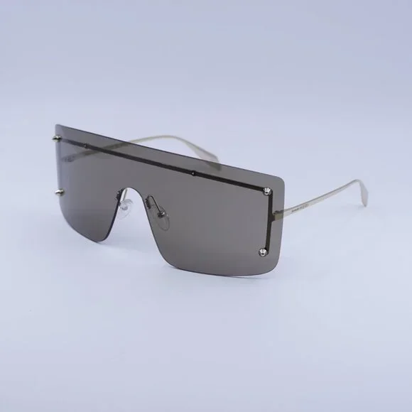 🕶️ New Alexander McQueen AM0412S 002 Sunglasses - Gold Frame, Brown Lenses - Picture 5 of 10